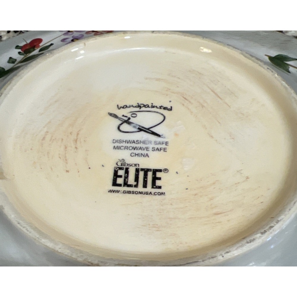 2 Gibson Elite Salad/Dinner Plate Wildflower Whisper Ceramic 8" Hand Painted - Picture 11 of 11